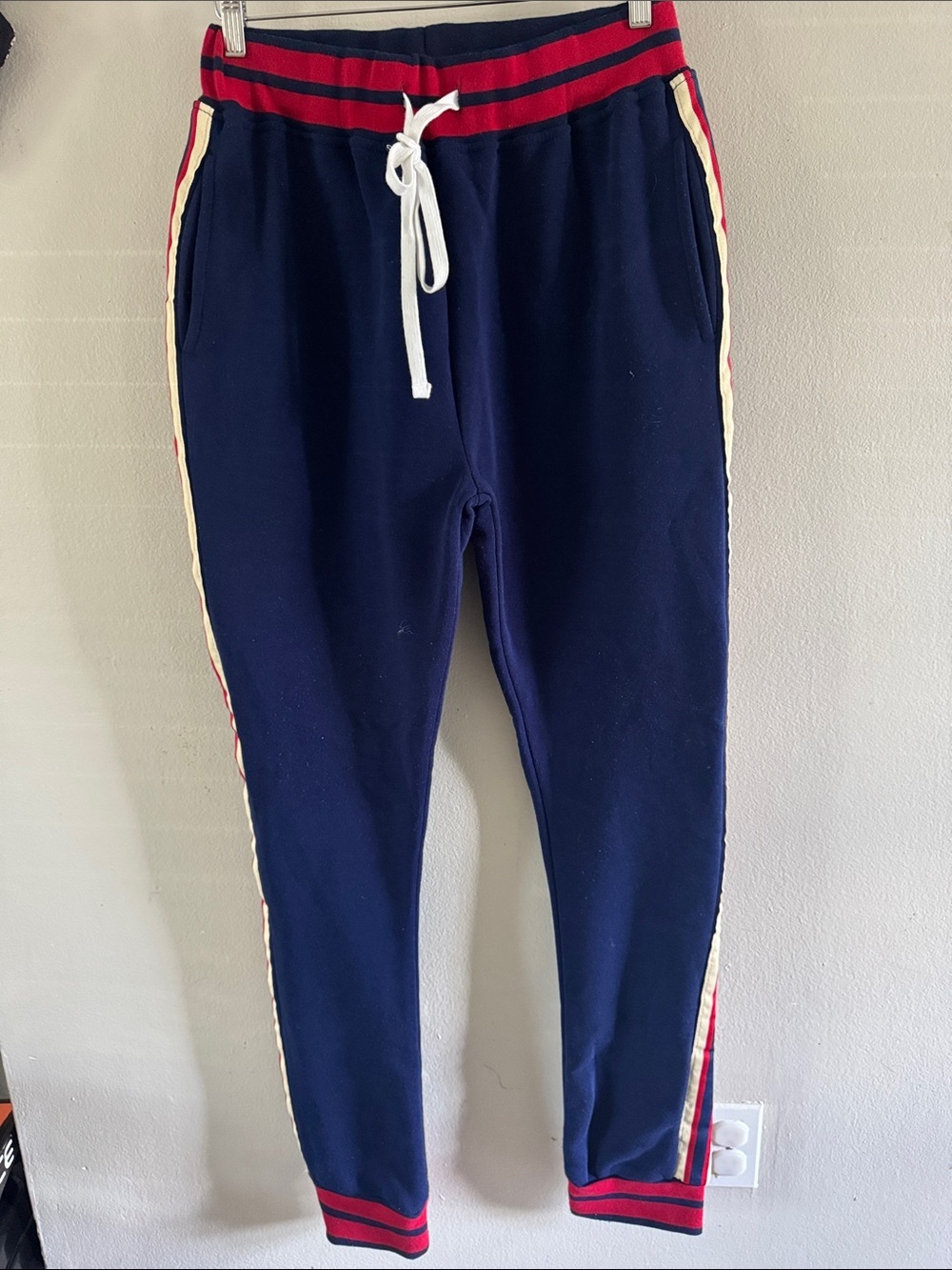Seven7 Navy Jogger Pants with Red & Cream Trim